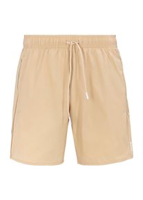 BOSS Herren Badeshorts "Iconic", beige, casual, Gr. S, Microfaser, Obermaterial: 100% Polyester, Badehosen, mit seitlichen Kontraststreifen