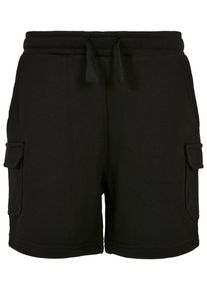 Urban Classics Jungen Cargohose "Urban Classics Herren Boys Organic Cargo Sweat Shorts", schwarz, Gr. 122, unifarben, 100% Baumwolle, Hosen