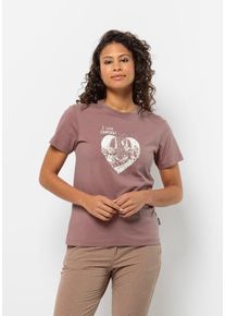 Jack Wolfskin Damen T-Shirt "CAMPING LOVE T W", rosa, Gr. XL, OBERSTOFF 100% BAUMWOLLE, Shirts