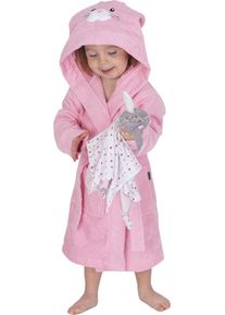 WEWO-Fashion Kinderbademantel WEWO FASHION, L:54cm in Gr. 86, rosa, Baumwolle, Hausmäntel, "8024", für Mädchen & Jungen, mit niedlicher Kapuze