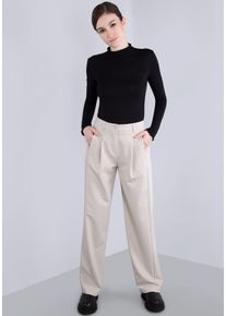 Imperial Damen Bundfaltenhose, beige, feminin, Gr. S, unifarben, Web, Obermaterial: 72% Polyester, 23% Viskose, 5% Elasthan, Hosen, mit weitem Bein