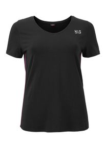 H.I.S. H.I.S Damen T-Shirt "Große Größen", schwarz, sportlich, Gr. 40, unifarben, Obermaterial: 95% Baumwolle, 5% Elasthan, Shirts, Seitlich aufgenähter