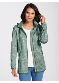 Casual Looks Damen Kapuzenfleecejacke, grün, Gr. 44, gemustert, mehrfarbig, bedruckt, 100% Polyester, Jacken