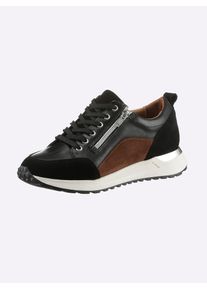 Heine Damen Sneaker, Gr. 41, braun, Leder, Glattleder, Veloursleder, Veloursleder, modisch, Schuhe
