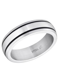 Amor Damen Fingerring "Black Stripes, 9619061-78-85-92-9721184", 64, Edelstahl, grau, Edelstahl, Fingerringe