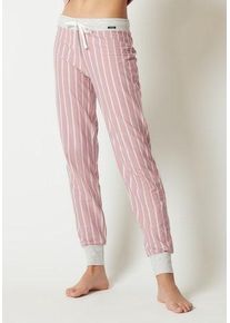 Skiny Damen Schlafhose "Night In Mix & Match", Gr. 44, rosa, Sweatware, Obermaterial: 95% Baumwolle, 5% Elasthan, gestreift, Basic, Hosen