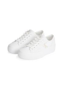 Damen Plateausneaker "VULC FLATFORM LOW CV MG", Calvin Klein Jeans, Gr. 40, weiß, Textil, sportlich, Schuhe, Schnürschuh, Freizeitschuh, Halbschuh