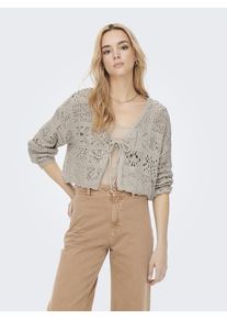 Only Damen Strickjacke "ONLBEACH LIFE 7/8 O-N CARDIGAN KNT NOOS", grau, modisch, Gr. S, unifarben, Strick, Obermaterial: 50% Baumwolle, 50%