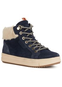Geox Kinder Winterboots "J REBECCA GIRL WPF", Gr. 32, blau, Veloursleder, Textil, modisch, Schuhe, Schnürstiefel, Kinderstiefel mit Fellimitat