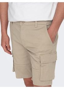 Only & Sons ONLY & SONS Herren Cargoshorts "CAM STAGE CARGO SHORTS", beige, modisch, Gr. XXL, unifarben, Obermaterial: 98% Baumwolle, 2% Elasthan, Hosen