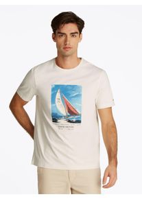 Tommy Hilfiger Herren T-Shirt "HILFIGER COLOR PHOTO PRINT TEE", weiß, Gr. XXXL, Single Jersey, Obermaterial: 100% Baumwolle, Shirts, mit modischem