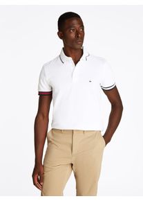 Tommy Hilfiger Herren Poloshirt "FLAG CUFF SLIM FIT POLO", weiß, casual, Gr. XXL, Piquu00e9, Obermaterial: 96% Baumwolle, 4% Elasthan, Shirts