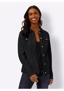 Heine Damen Langjacke, schwarz, Gr. 44, unifarben, 98% Baumwolle, 2% Elasthan, Jacken