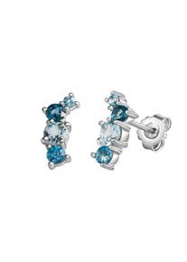 ZEEme Damen Paar Ohrstecker "Silber 925 rhodiniert mit Blautopas (beh.)", ONE-SIZE, Silber 925 (Sterlingsilber), weiß, Silber 925 (Sterlingsilber),