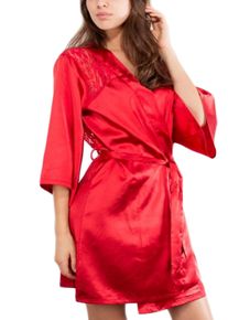 Family Trends Damen Negligé, Gr. M, rot, 100% Polyester, unifarben, feminin, Kleider, in seidig-umschmeichelndem Design