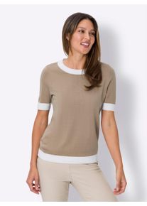 Classic Basics Damen Kurzarmpullover "Kurzarm-Pullover", beige, Gr. 48, unifarben, 100% Polyacryl, Pullover