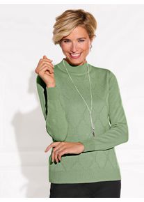 Damen Stehkragenpullover "Stehkragen-Pullover", grün, Gr. 46, unifarben, gemustert, 100% Polyacryl, Pullover