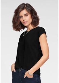 Tamaris Damen T-Shirt, schwarz, Basic, Gr. 34, unifarben, Single Jersey, Obermaterial: 95% Viskose, 5% Elasthan, Shirts, Kurzarm, Regular Fit,