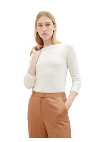 Tom Tailor Damen 3/4-Arm-Shirt, weiß, casual, Gr. L, unifarben, Jersey, Obermaterial: 100% Baumwolle, Shirts, mit kurzer Ärmellänge