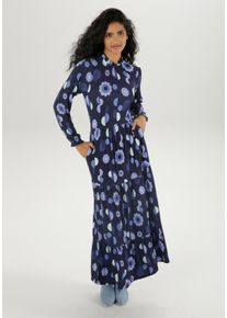 Damen Maxikleid, bunt, feminin, Gr. 36, Aniston SELECTED, bedruckt, Single Jersey, Obermaterial: 95% Viskose, 5% Elasthan, Kleider, mit Rüschen und