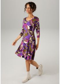 Aniston CASUAL Damen Jerseykleid, bunt, feminin, Gr. 36, gemustert, bedruckt, Single Jersey, Obermaterial: 95% Viskose, 5% Elasthan, Kleider, mit