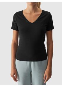 4F Damen T-Shirt, schwarz, sportlich, Gr. XXL, Obermaterial: 95% Baumwolle, 5% Elasthan, Shirts