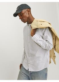 Jack & Jones JACK & JONES Herren Langarmhemd "JJEOXFORD SHIRT LS NOOS", beige, modisch, Gr. L, gestreift, Web, Obermaterial: 100% Baumwolle, Hemden