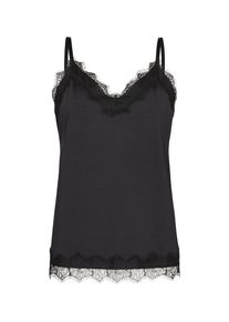 Freequent Damen Spitzentop "BICCO-ST", schwarz, casual, Gr. XL, unifarben, Web, Obermaterial: 95% Polyester, 5% Elasthan, Tops, mit Spaghetti-Trägern