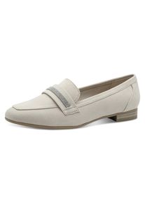Marco Tozzi Damen Slipper, Gr. 38, beige, Textil, elegant, Schuhe, Businessschuh, Schlupfschuh, Halbschuh mit funkelndem Zierriegel