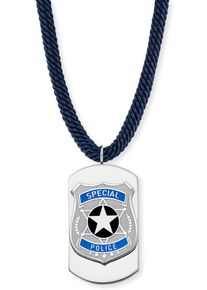Herzengel Jungen Kette mit Anhänger "Polizei, HEN-POLICE", Edelstahl-Polyester, L: 48cm B: 2mm, blau, Edelstahl, Polyester, B:2mm, Halsketten, mit