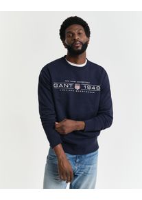 Gant Herren Sweatshirt "GRAPHIC C-NECK SWEAT", blau, casual, Gr. M, Sweatware, Obermaterial: 80% Baumwolle, 20% Polyester, Sweatshirts