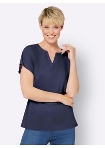 Classic Basics Damen Schlupfbluse, blau, Gr. 52, unifarben, 100% Polyester, Blusen