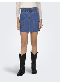 Only Damen Jeansrock "ONLMILLIE HW MINI CARGO PB DNM SKIRT BJ", blau, modisch, Gr. S, unifarben, Denim/Jeans, Obermaterial: 100% Baumwolle, Röcke