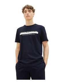 Herren T-Shirt, blau, casual, Gr. S, Tom Tailor Denim, Obermaterial: 100% Baumwolle, Shirts, mit Logofrontprint