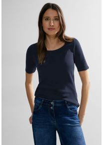Cecil Damen T-Shirt, blau, Basic, Gr. L, unifarben, Web, 100% Baumwolle, Shirts, Basic