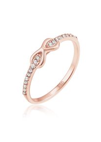 Elli Damen Fingerring "Infinity Glas Kristalle Weiß 925 Sterling Silber", 54mm,mit Steinen, Silber 925 (Sterlingsilber), 2mm, rosa, Silber 925