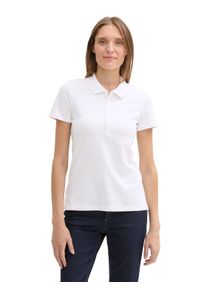 Tom Tailor Damen Poloshirt, weiß, Gr. M, Jersey, Obermaterial: 95% Baumwolle, 5% Elasthan, Shirts