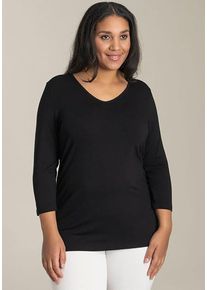 SANDGAARD Damen 3/4-Arm-Shirt, schwarz, Basic, Gr. 44, Jersey, Obermaterial: 95% Viskose, 5% Elasthan, Shirts, mit 3/4-Ärmeln