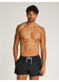 Herren Badeshorts "SHORT DRAWSTRING", schwarz, casual, Gr. M, Calvin Klein Swimwear, unifarben, Polyester, Badehosen, mit Logo