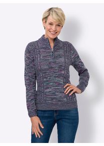 Classic Basics Damen Strickpullover "Stehkragen-Pullover", blau, Gr. 44, gemustert, mehrfarbig, meliert, 100% Polyacryl, Pullover