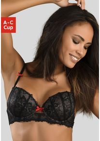 Lascana Damen Push-up-BH, Gr. 80, schwarz, Spitze, Obermaterial: 60% Polyamid, 35% Polyester, 5% Elasthan, sexy, BHs, mit Bügel und verführerischem