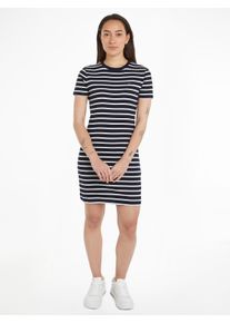 Tommy Hilfiger Damen Shirtkleid "NEW CODY STR SLIM SHORT DRS SS", blau, casual, Gr. XS, gestreift, Jersey, Obermaterial: 100% Baumwolle, Kleider, mit