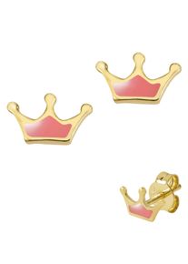Firetti Mädchen Paar Ohrstecker "Schmuck Geschenk Silber 925 Ohrschmuck Erstohrstecker Prinzessin Krone", Silber 925 (Sterlingsilber), bunt, Silber
