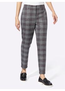 Heine Damen Bügelfaltenhose, pink, Gr. 38, gemustert, kariert, Glencheckmuster, 64% Polyester, 33% Viskose, 3% Elasthan, Hosen