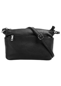 CLUTY Damen Umhängetasche, schwarz, Leder, unifarben, Taschen, echt Leder, Made in Italy