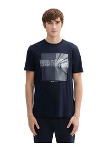Herren Print-Shirt, blau, casual, Gr. XL, Tom Tailor Denim, bedruckt, Jersey, Obermaterial: 100% Baumwolle, Shirts, mit Frontprint