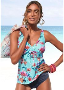 Sunseeker Damen Bügel-Tankini-Top "Modern", blau, Gr. 38, bedruckt, floral, Polyamid, Bikini-Oberteile, mit Blumendruck