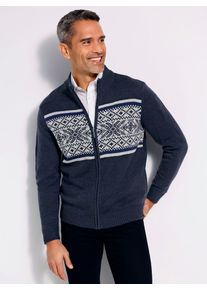 CLASSIC Herren Strickjacke, blau, Gr. 52, meliert, gemustert, Norwegermuster, 100% Polyacryl, Strickjacken