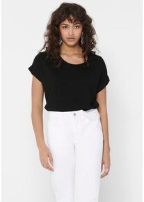 Only Damen T-Shirt "ONLMOSTER S/S O-NECK TOP NOOS JRS", schwarz, casual, Gr. L, unifarben, Jersey, Obermaterial: 75% Viskose, 20% Polyester, 5%