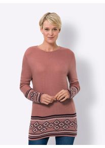 Classic Basics Damen Longpullover "Long-Pullover"rosenholz, marine, Gr. 48, gemustert, mehrfarbig, 100% Polyacryl, Pullover